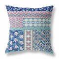 Palacedesigns 18 in. Patch Indoor & Outdoor Zippered Throw Pillow Blue & Pink PA3650686